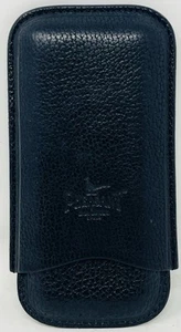 Pheasant by R D Gomez 3 Cigar Case Black Leather Holder Made in Spain - Picture 1 of 5