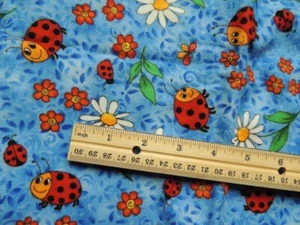 Love Bug 2 Cotton Fabric lady bugs  flowers Northcott flannel 1. 5 yard x 44 - Picture 1 of 4