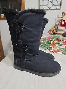 AIRWALK Womens Size 9.5 Black Suede Faux Fur Lined Boots - Picture 1 of 7
