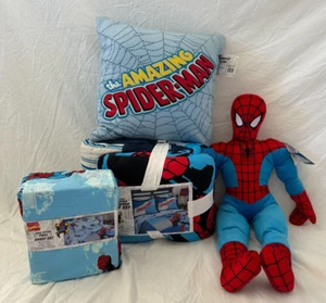 9 pc Marvel Amazing Spider-man Full Quilt, Shams, Sheet & Deco Pillows Set NIP - Picture 1 of 13