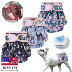 Adjustable Female Reusable Washable Diapers For Dog Middle Flower pattern dress - Picture 1 of 9