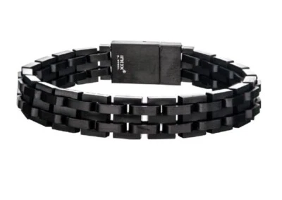 Pulseira masculina de aço inoxidável e IP preta Inox - Imagem 1 de 3