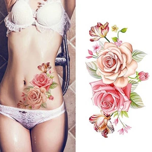Flash Una Vez Adhesivo Temporal Tatuaje Rosa Rosa Cuerpo Body Sticker Regalo Fiesta - Imagen 1 de 4