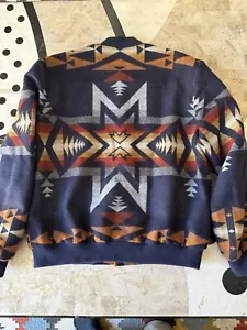 Bomber uomo Pendleton stampa azteca indiana tinta unita stella misto lana XL usato in ottime condizioni - Foto 1 di 7