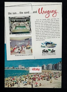 DELTA LINE TO MONTEVEVIDEO URUGUAY BY DEL NORTE-DEL SUD AND DEL MAR 1958 ANNUNCIO - Foto 1 di 1