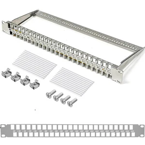 Patchpanel 19 Zoll Patchfeld Verteilerfeld 48-Port 1HE Keystone Jack Modul 1U - Afbeelding 1 van 11
