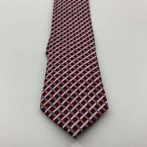 Van Heusen Zipper Necktie Youth 15in Red/Blue/Silver Plaid Adjustable - Picture 1 of 6