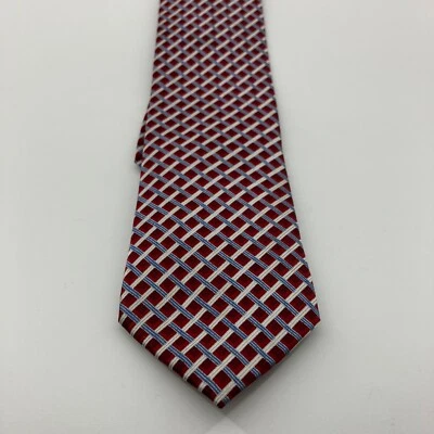 Corbata Van Heusen Cremallera Juvenil 15 pulgadas Rojo/Azul/Plateado Cuadros Ajustable Foto 1 de 4