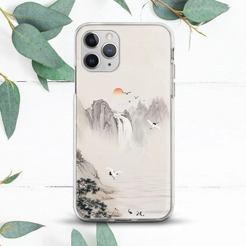 Japanese Nature Art Mountains Case For iPhone 7 8 X SE 11 12 13 14 15 Pro Max XR - Image 1 of 1