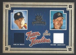 2005 DONRUSS DIAMOND KINGS NOLAN RYAN RANDY JOHNSON 77/100 GAME USED WORN JERSEY - Picture 1 of 2