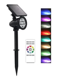 Solar Power Spotlight Garden Lamp Landscape Light Waterproof Colorful Remote - Picture 1 of 9