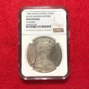 NGC - FEINER CLEAND 1780 - DATIERT ÖSTERREICH TALER SILBER MODERN RESTRIKE SILBER SELTENE MÜNZE - Bild 1 von 4