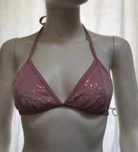 Bikini Triangle Top - Pink Sequined - Size M - Picture 1 of 8