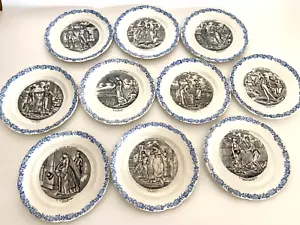 10 Antique French ‘The Language of Flowers’ Porcelain Dessert Plates by HB & Cie - Picture 1 of 5