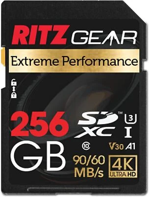 Ritz Gear 256GB Memory Card, High-Speed SDXC UHS-I SD Card, Full-HD & 4K