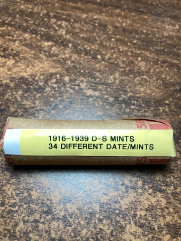 LINCOLN WHEAT CENT PENNY ROLL 1916-1939, ALL "D&S" MINTS, 34 diff. date/mints Cover
