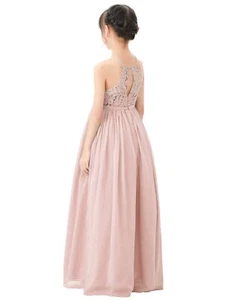 A-line Lace Flower Girl Dress Halter Dresses Graduation Dresses Chiffon Dresses - Picture 1 of 47