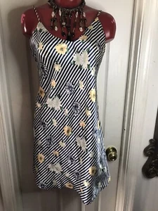MAIDENFORM NIGHTGOWN SLIP FLORAL STRIPES ADJUSTABLE STRAPS-SIZE LARGE L - Picture 1 of 10
