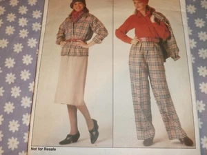 80's VOGUE 0995 MISSES JACKET SKIRT PANTS & BLOUSE/SUIT PATTERN-UNCUT-14-16-18 - Picture 1 of 4