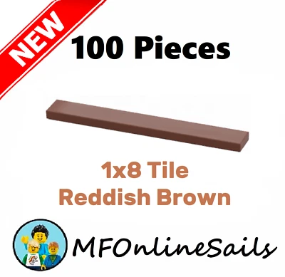 **NEW** 100x Genuine LEGO 1x8 Tiles - Reddish Brown - Bulk Lot Piece #4162 - Image 1 of 4
