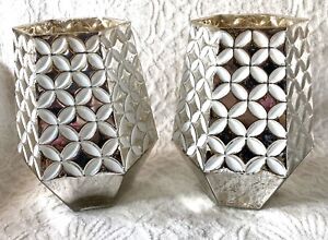Two’s Company New Mercury Glass Gold White Silver Candle Hurricane 2 Available