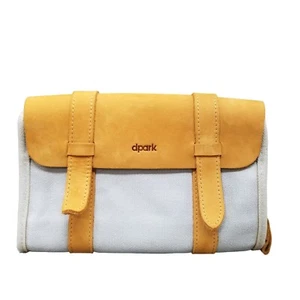 DPark Twofold Multifunctional Phone Digital Storage Bag Grey Canvas Tan Leather - Picture 1 of 9