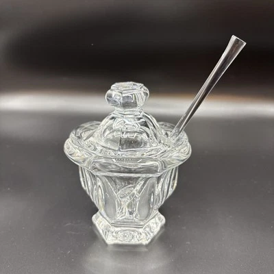 Baccarat Cristal Bretaña Mostaza Condimento Especias Tarro Tapa Cuchara 4.5"h Foto 1 de 4