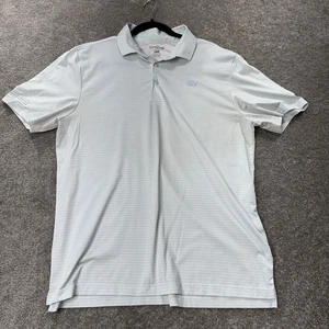Camisa polo de golf Good Good para hombre L azul a rayas rendimiento elástica manga corta - Imagen 1 de 9