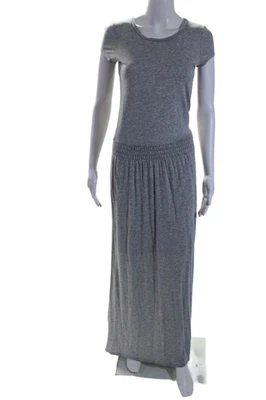 Espléndido Maxi Vestido Para Mujer Mezcla de Algodón Cintura Elástica Manga Corta Gris Talla XS Foto 1 de 4