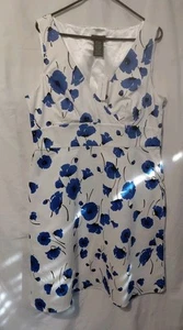 Spense size 16 sleeveless NWT A-line dress Blue And White Nice 36 Waist - Picture 1 of 10