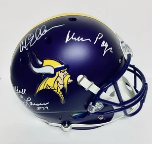 Vikings Purple People Eaters Signed by 4 Custom Matte Full Size Helmet - JSA LOA - Picture 1 of 6