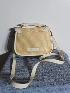 The Pioneer Borsa a mano donna donna a tracolla con patta in rafia e ecopelle, avorio - Foto 1 di 7