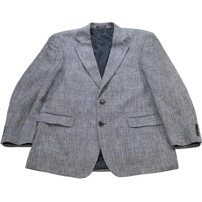 Stafford Mens 42R Gray Herringbone 100% Silk Two Button Blazer Sport Coat - Image 1 of 4