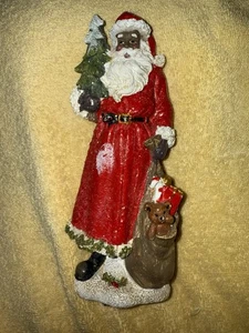 HOLIDAY HOME Babbo Natale nero 8 pollici statuina "Comfort & Joy" decorazione casa Natale - Foto 1 di 3