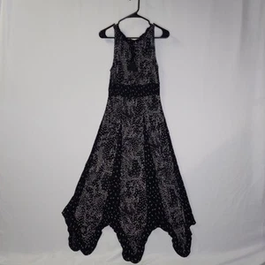 Maxi Vestido Bila Mediano Negro Blanco Pañuelo Sin Mangas Fairycore Boho Bruja - Imagen 1 de 11