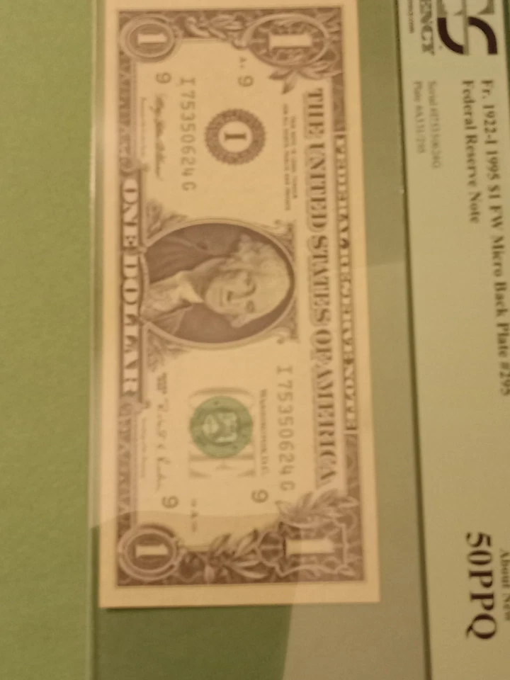 1995 $1 Minneapolis Federal Reserve Note FRN • 1922-I • PCGS About New 50 PPQ - Image 1 of 2