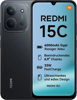 XIAOMI REDMI 15C 4G DUAL SIM  4GB RAM 256GB NERO LCD 6,96'' 6000MAH GAR ITALIA - Immagine 1 di 4