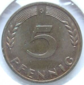 Münze Bundesrepublik Deutschland 5 Pfennig 1967 G in Vorzüglich