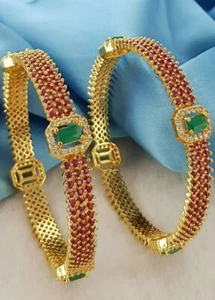 2.6 size Golden Ruby Bangles/Ruby Emerald Bangles/Ruby Pink Emerald Bangles - Picture 1 of 3