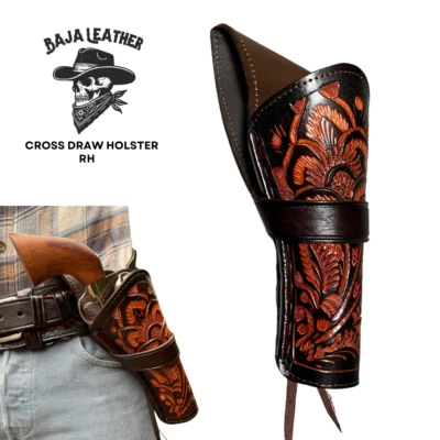 Cross Draw Holster for Revolver | Leather Western Holster Cowboy 22 38 357 44 45 - Image 1 of 4