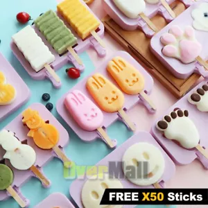 Juego De Moldes Silicona Reutilizable Para Paletas Helado Con 150 Palos Madera - Picture 1 of 55