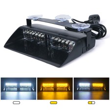 16 LED Strobe Light Interior Dash    Windshield Amber White