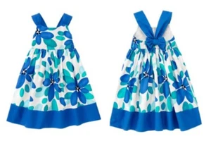NWT NEW Gymboree SEASIDE STROLL Blue Floral Flowers Bow Poplin Dress Girl 3T 4T - Picture 1 of 1