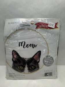 Dimensions Cat Kitten MEOW Beginner Cross Stitch Kit Wood Hoop #72-75983 - Picture 1 of 2
