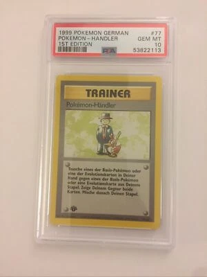 1999 Pokemon German 1st Ed Handler 77/102 PSA 10 GEM LOW POP 49 RARE - Image 1 of 3