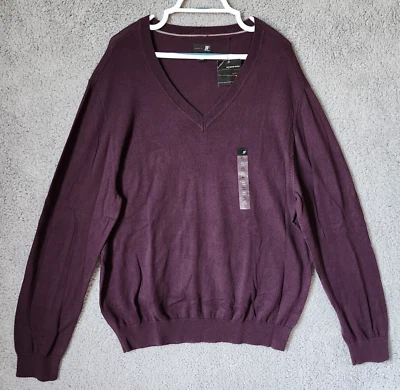 NUEVO J. Ferrar JF Suéter Ajuste Moderno Púrpura Suave Tacto Algodón Cuello en V Talla XXL Foto 1 de 4