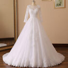 White/ivory Ball Gown Wedding Dresses Long Sleeve Bridal Gown Size 2-16 Custom