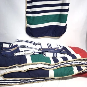 Vintage JC Penney 5 piece Comforter Sheet Set Nautical Stripe Rope Sham Twin - Picture 1 of 14