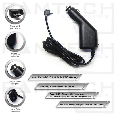 Cable de cargador de energía para tableta y coche para Rand McNally TND Tablet 70 TNDT70 GPS - CHMCA Foto 1 de 3