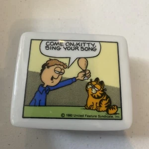 1980 Enesco Garfield "Come On, Kitty Sing" Keramik Schmuckschatulle - Vintage!! - Bild 1 von 5